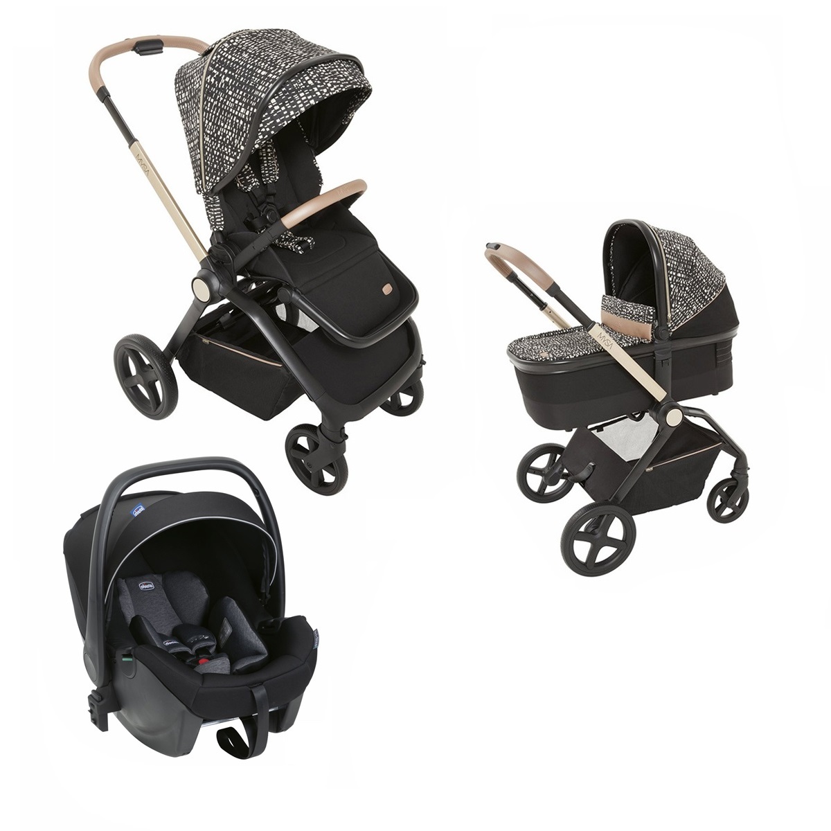 Carucior 3 in 1 Mysa, pana la 4 ani sau 22kg, Glam Dew Reluxe, Chicco