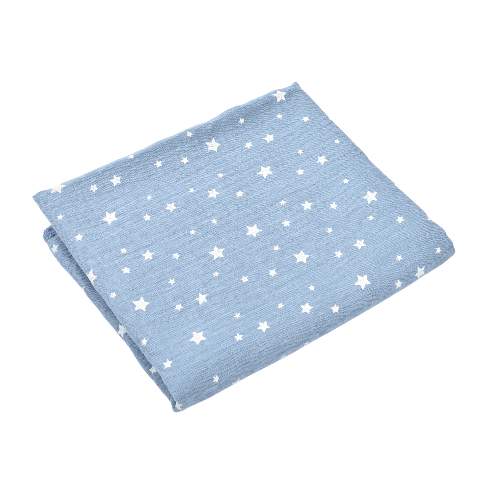 Muselina din bumbac organic cu stelute albe, 75x75 cm, Bleu, Fic Baby