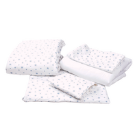 Set lenjerie cu 6 piese pentru patut, 120x60 cm, Stelute Bleu, Fic Baby