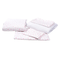 Set lenjerie cu 6 piese pentru patut, 120x60 cm, Stelute Roz, Fic Baby