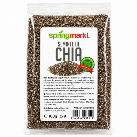 Eticheta Produs Seminte de chia, 100 g, Springmarkt
