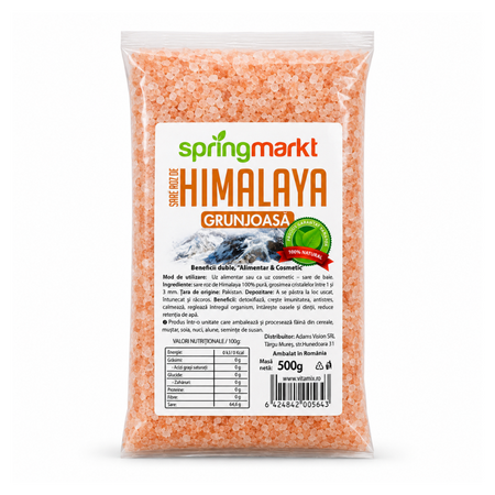 Sare roz de Himalaya grunjoasa, 500 g, Springmarkt