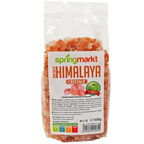 Sare roz de Himalaya cristale, 500 g, Spring Markt