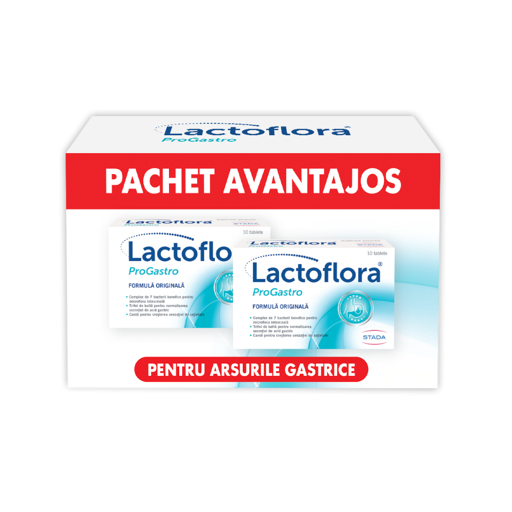 Pachet Lactoflora ProGastro, 2 x 10 tablete, Stada