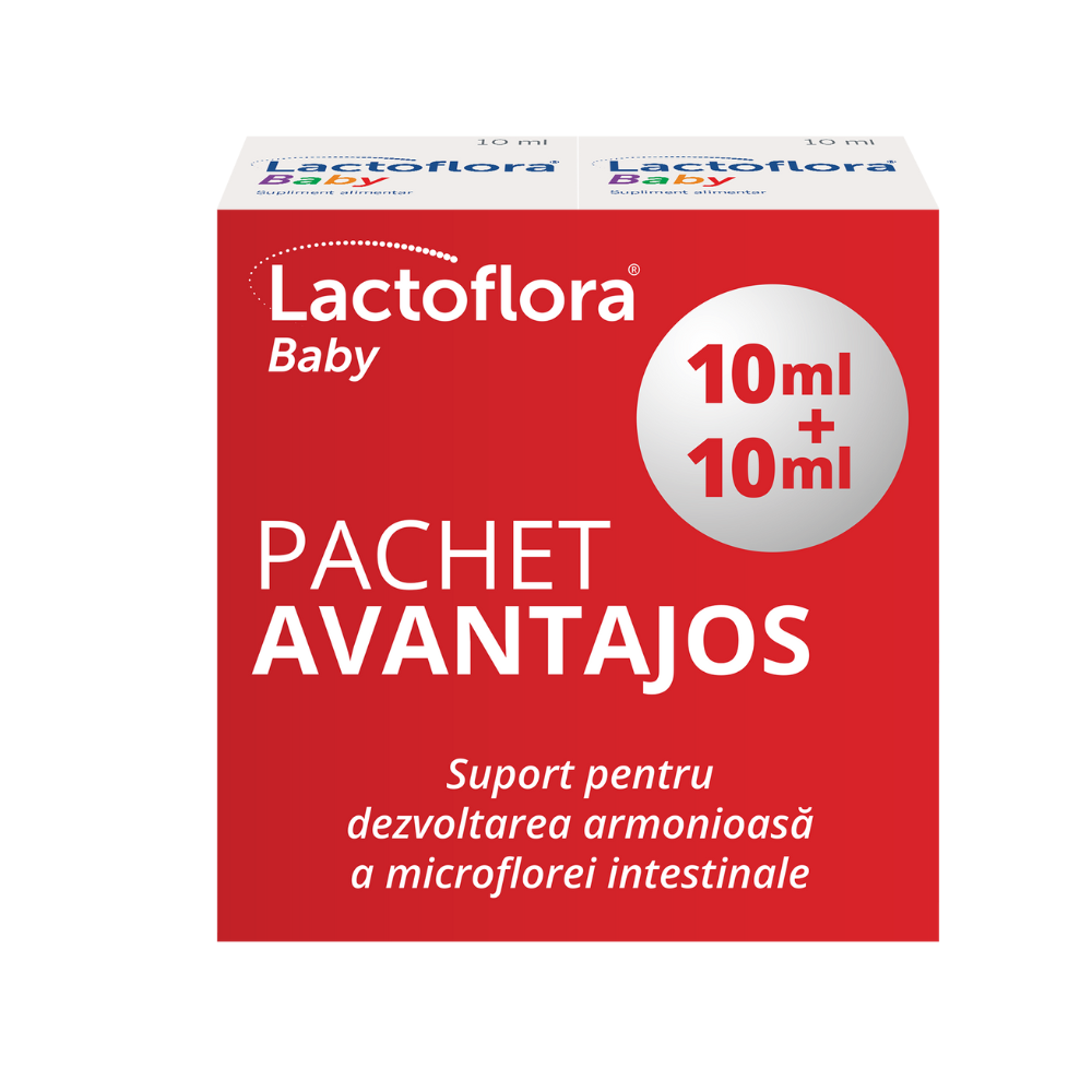 Pachet Lactoflora Baby picaturi, 2x10 ml, Stada