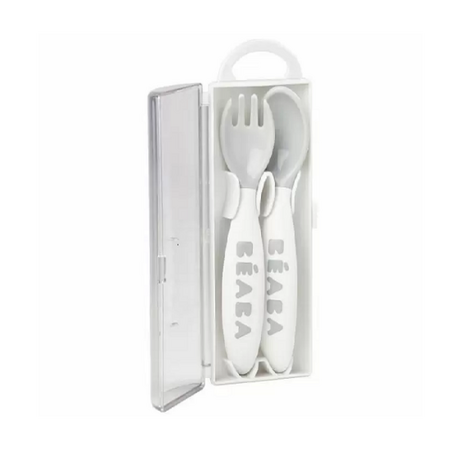 Set lingurita si furculita ergonomica, gri, Beaba 457439