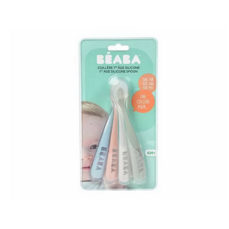 Set 4 lingurite ergonomice silicon Eucalyptus, Beaba  457441