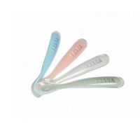 Set 4 lingurite ergonomice silicon Eucalyptus, Beaba 
