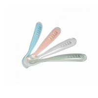 Set 4 lingurite ergonomice silicon Eucalyptus, Beaba 
