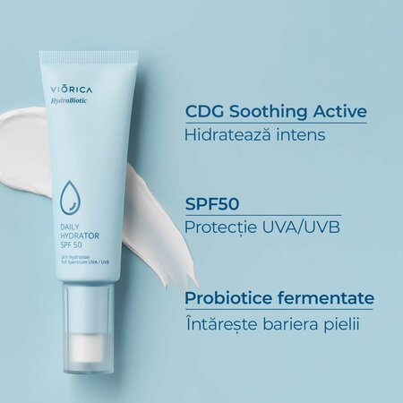 Crema de zi hidroprotectoare SPF 50 HydroBiotic, 50 ml, Viorica 654600
