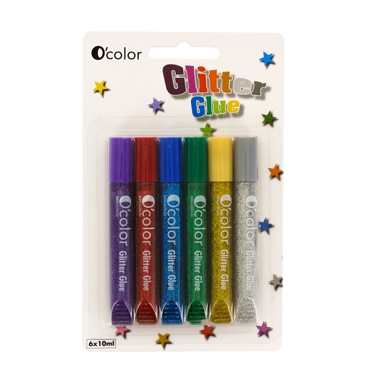 Set 6 flacoane cu Lipici, Glinter Colorat, 3+ ani, O Color 