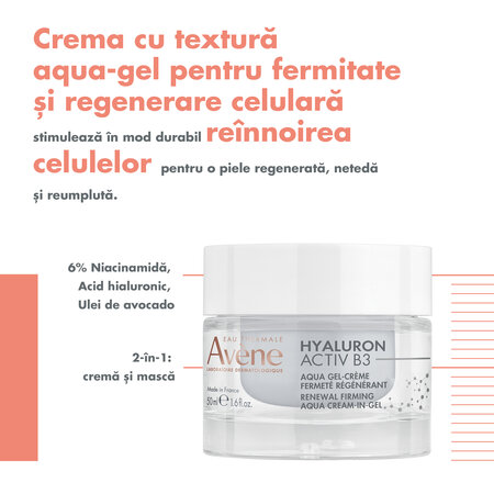 Gel crema pentru regenerare celulara Aqua-gel Hyaluron Activ B3, 50 ml, Avene 654884