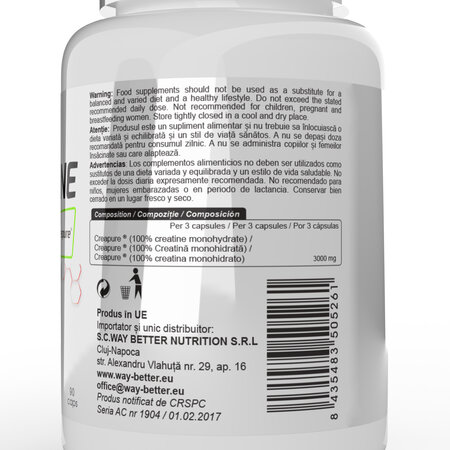 Creatine Creapure, 90 capsule, Way Better 654906