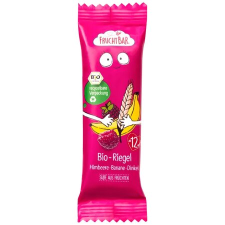 Gustare Bio cu zmeura, banana si spelta, +12 luni, 4x23g, Frucht Bar 698430