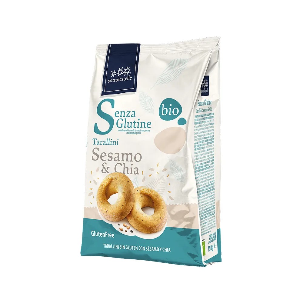 Covrigei Tarallini cu susan si chia fara gluten, 150 g, Sottolestelle