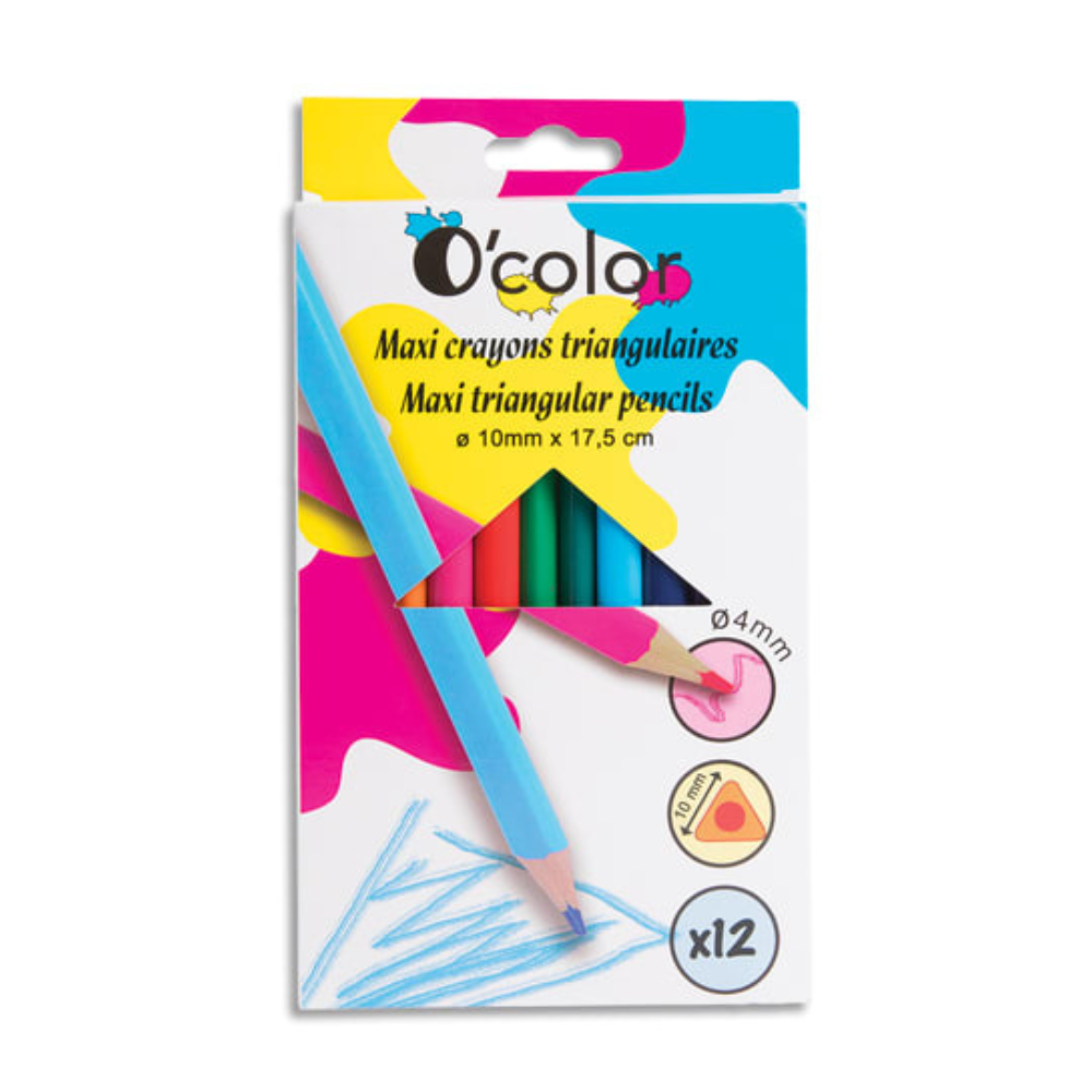 Set creioane colorate Maxi Mina 4 mm, 12 bucati, O Color