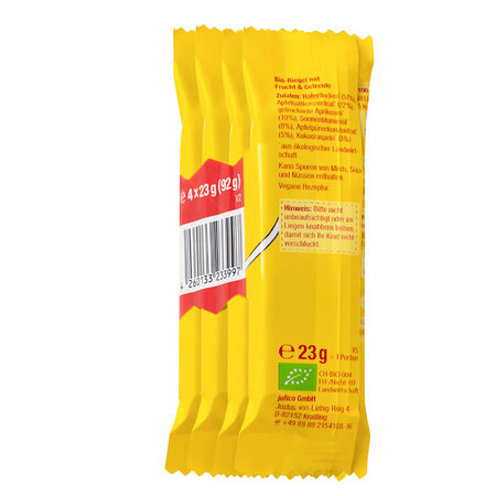 Gustare Bio din ovaz, caise si mere, 12 luni+, 4 x 23 g, Fruchtbar 655102