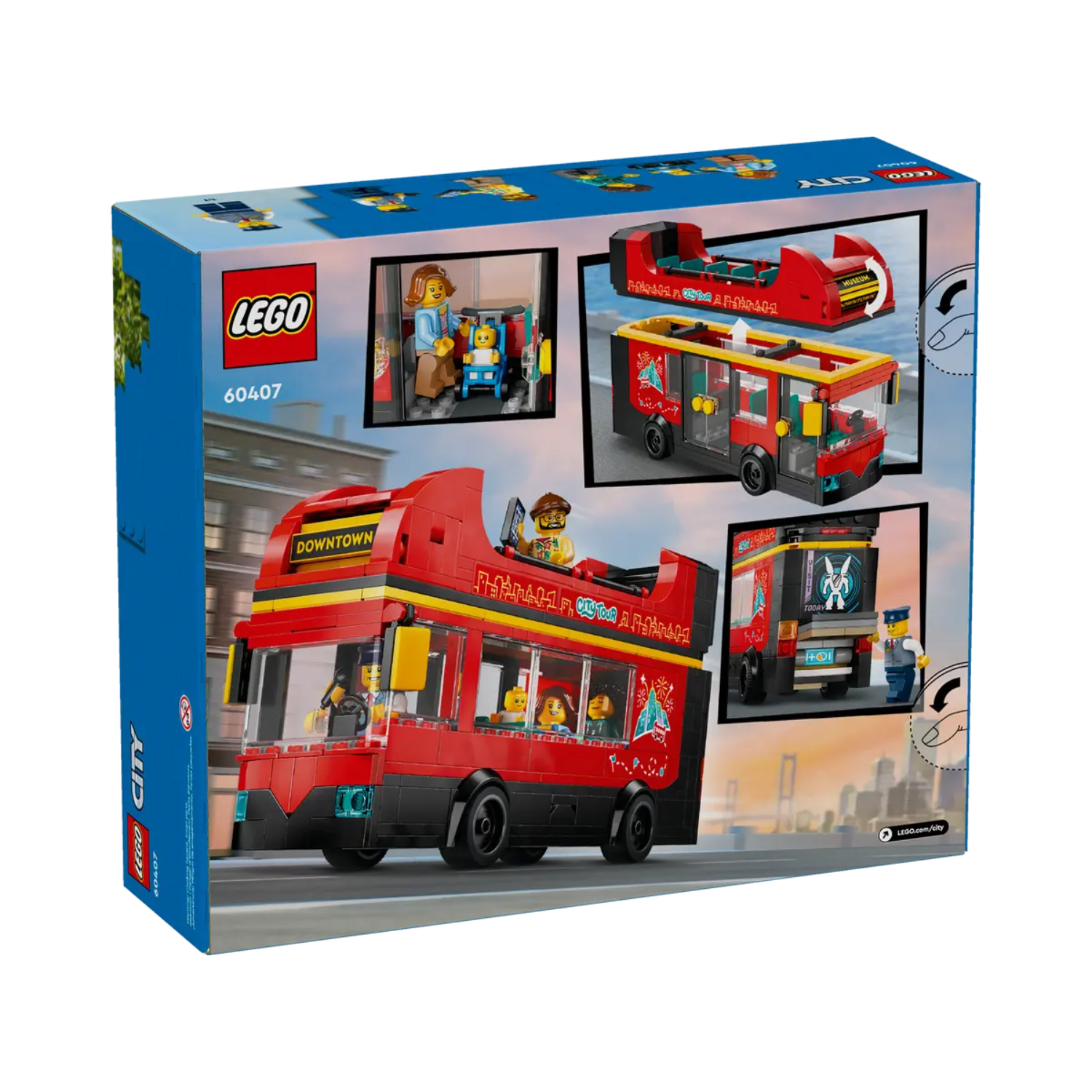 Autobuz turistic rosu cu etaj City, 7+ ani, 60407, Lego