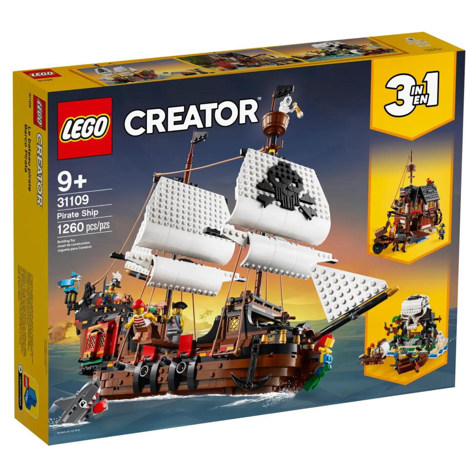 Corabie de Pirati, 9+ ani, 31109, Lego Creator 3 in 1