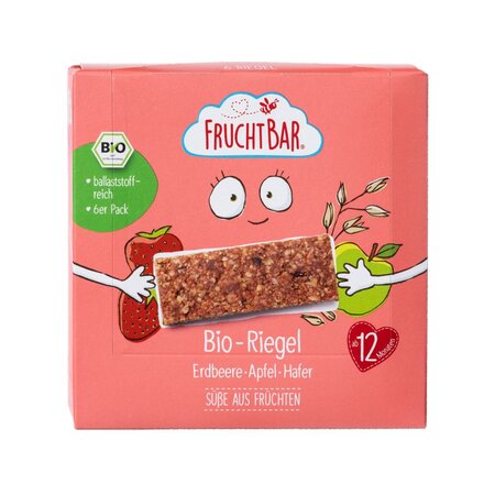 Gustare Bio din ovaz, capsuni si mere, 12 luni, 6x23 g, Frucht Bar
