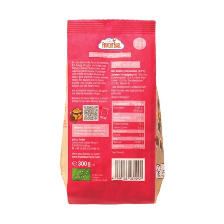 Paste Bio inimioare cu morcov si sfecla rosie, +12 luni, 300 g, Frucht Bar 655416