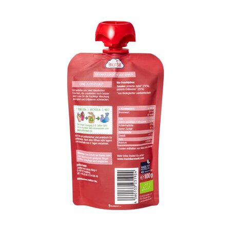 Piure Bio de capsuni si mere, 6 luni+, 100 g, Frucht Bar 655473