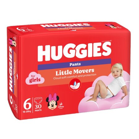 Scutece Pants Little Movers, Nr. 6, 15-25 kg, Girls, 30 buc, Huggies
