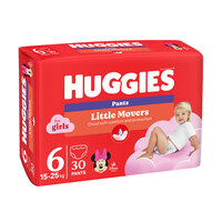 Scutece Pants Little Movers, Nr. 6, 15-25 kg, Girls, 30 buc, Huggies