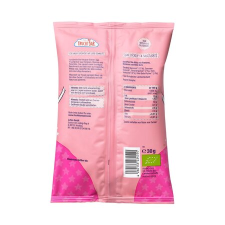 Pufuleti Bio fara gluten cu banane, zmeura si sfecla rosie, Unicorni, 12 luni+, 30 g, Frucht Bar 655594
