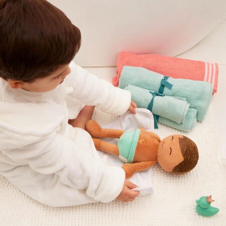Papusa pentru baie baietel cu par castaniu si accesorii, +2 ani, Lullababy 655800