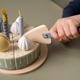 Tort aniversar din lemn cu decoratiuni, 3 ani+, Albastru, Little Dutch 655813