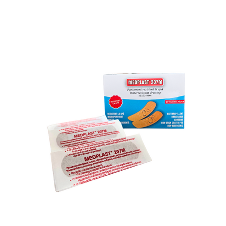 Pansament rezistent la apa Mediplast 207 M, 1.9 cm x 7.2 cm, 20 bucati, Mebra 655932