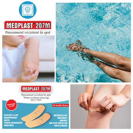 Pansament rezistent la apa Mediplast 207 M, 1.9 cm x 7.2 cm, 20 bucati, Mebra 655931