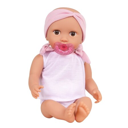 Papusa bebelus cu hainute in 2 piese si bentita roz, +2 ani, Lullababy 655859