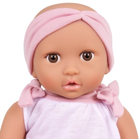 Papusa bebelus cu hainute in 2 piese si bentita roz, +2 ani, Lullababy 655856