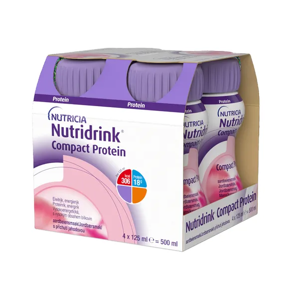 Nutridrink compact protein cu aroma de capsuni, 4 x 125 g, Nutricia