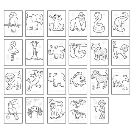Carte de colorat cu activitati in limba engleza si abtibilduri, 3 ani+, Jungla, Orchard Toys 655948