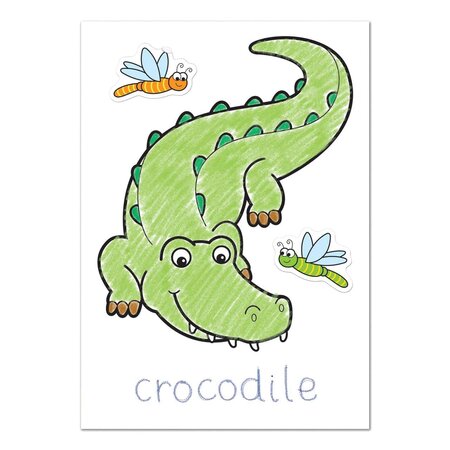 Carte de colorat cu activitati in limba engleza si abtibilduri, 3 ani+, Jungla, Orchard Toys 655947