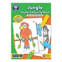Carte de colorat cu activitati in limba engleza si abtibilduri, 3 ani+, Jungla, Orchard Toys