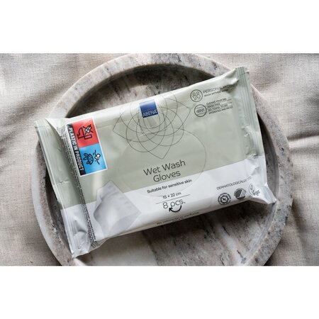 Manusi umede pentru spalarea corpului, 22x15 cm, 8 bucati, Abena 656048