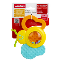 Zornaitoare cu jucarie de dentitie, Fluturas, 0 luni+, Winfun
