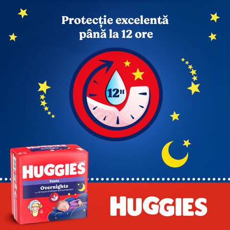 Chilotei de noapte Elite Soft Overnights, Nr. 4, 9-14 kg, 26 bucati, Huggies 801019