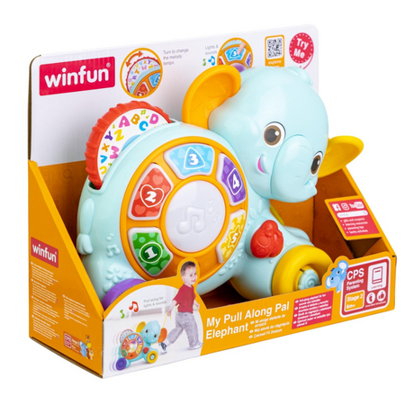 Jucarie de tras elefant cu sunete si lumini, 6 luni+, Winfun 658140