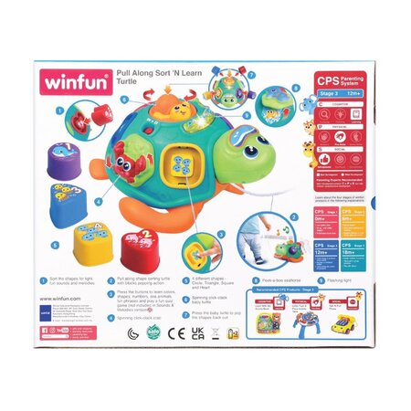 Jucarie de tras testoasa cu forme, +12 luni, Winfun 658234