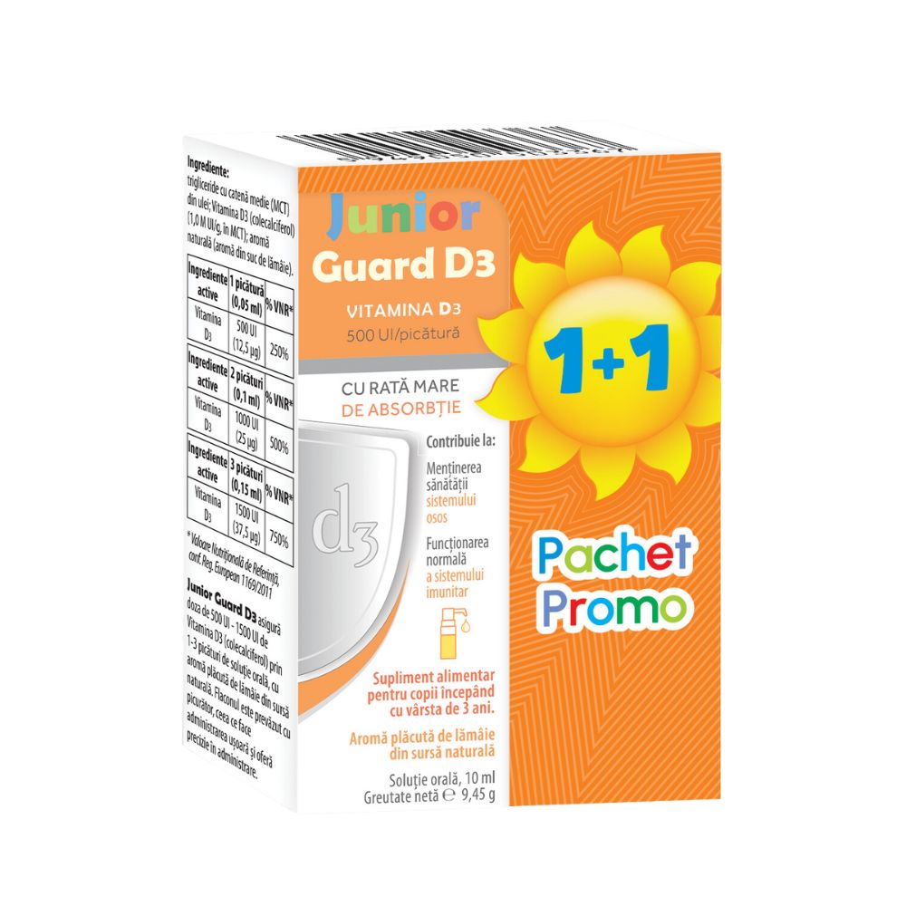 Pachet Junior Guard D3, 500UI, 10+10 ml, Magna Pharm