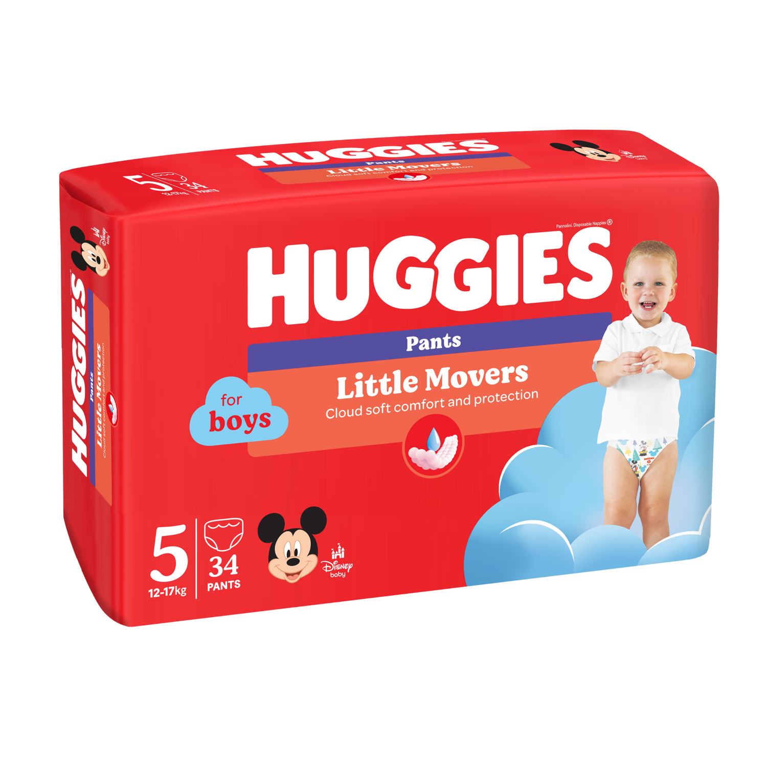 Scutece Pants Little Movers, Boy, Nr. 5, 12-17 kg, 34 bucati, Huggies
