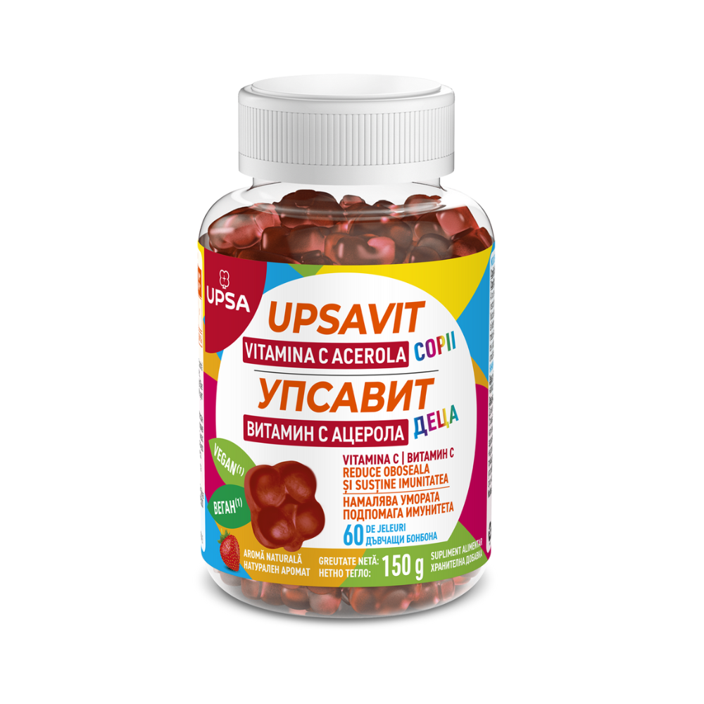 Upsavit Vitamina C Acerola pentru copii, 60 jeleuri, Upsa