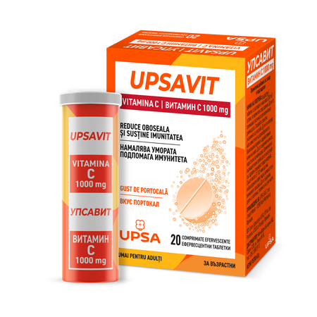 Upsavit Vitamina C, 1000 mg, 20 comprimate efervescente, Upsa 658788