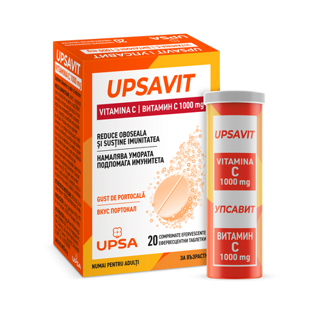 Upsavit Vitamina C, 1000 mg, 20 comprimate efervescente, Upsa