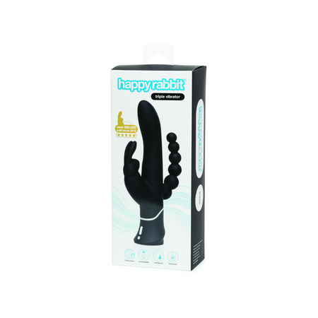 Vibrator Triple Curve, Negru, Happy Rabbit 659377